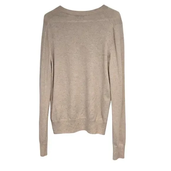 Vince Cashmere Blend Heathered Beige Classic Crewneck Sweater - Size Medium - Picture 3 of 6